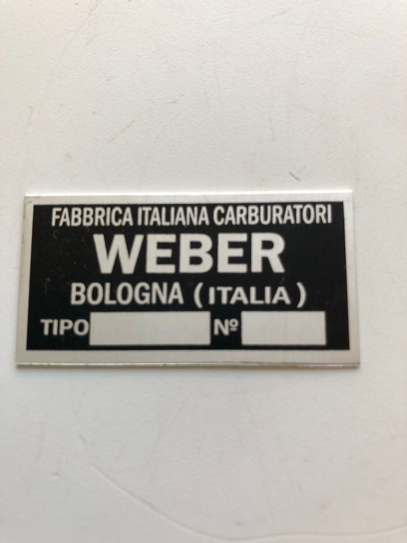 Etichetta di identificazione carburatore Weber DCO3 - DCZ - DCN