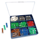 Kit fusibili cilindrici     confezione: 135 pz     Ampere e colori assortiti.